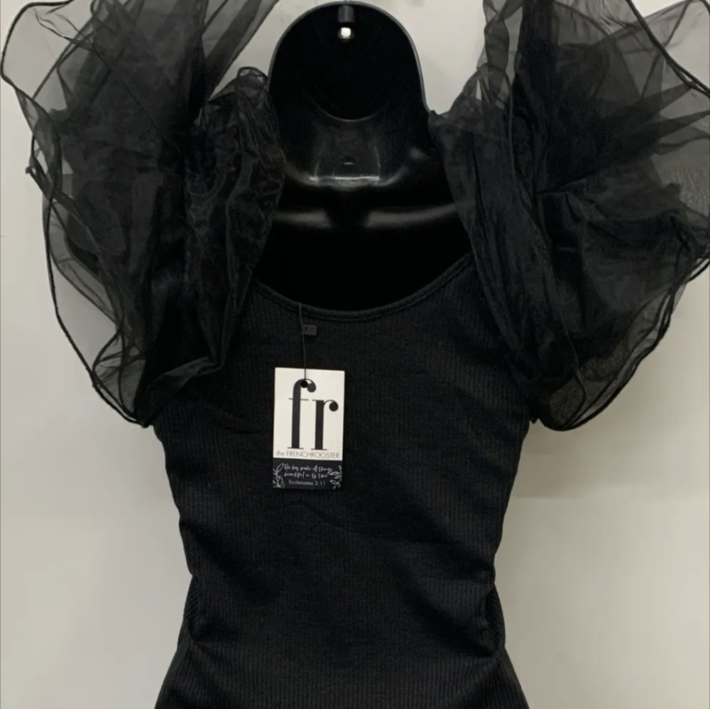 NWT Sugar Lips The French Rooster Stylish Black Blouse Size XS MSRP $52 - Picture 5 of 5